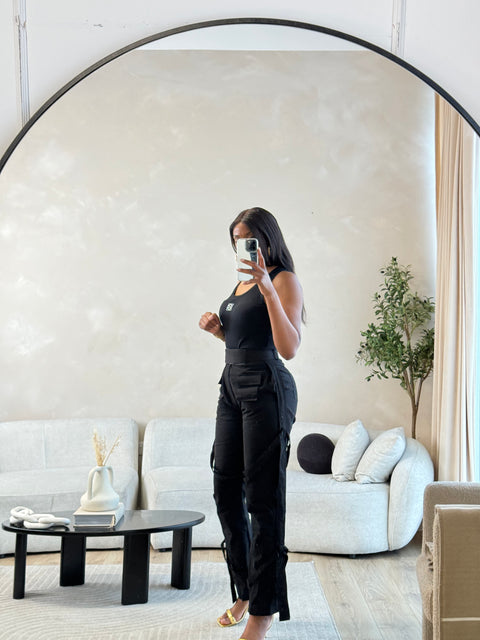 Loewe Black embroidered ribbed stretch cotton tank