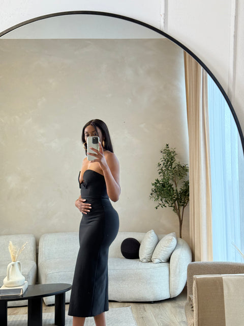 Nasty Gal Premium Black Bandage Sweetheart Cut Out Midi Dress